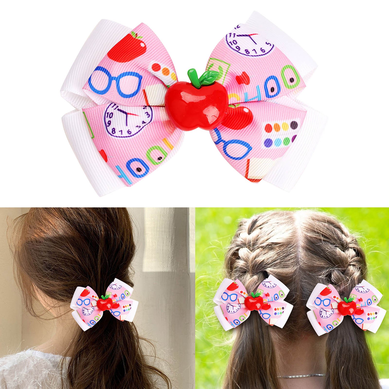 Hair Ribbons for Girls for Braids Barrettes Hair Clips Trendy Back To  School Pencil Hair Bow Clips Ponytail Holder Ribbon Hairgrips Cheer Hair  Bows
